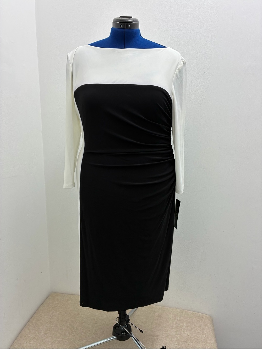 Ralph Lauren Black and White Boatneck Sheath Dress